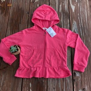 NWT H&M Girls Pink Hoodie with Ruffles Size 4-6